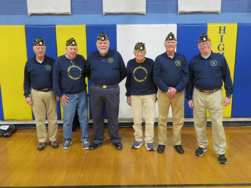 Zach, Obie, Ed, Ken, Bob and Chip and Tom (not shown - photographer) represented Post 370 at the 2025 Highlands School Award Ceremony.